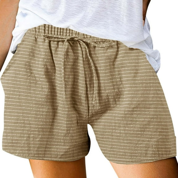 Sngxgn Women's Workout Running Shorts Spandex High Waisted Shorts with Liner Pockets(Khaki,L)