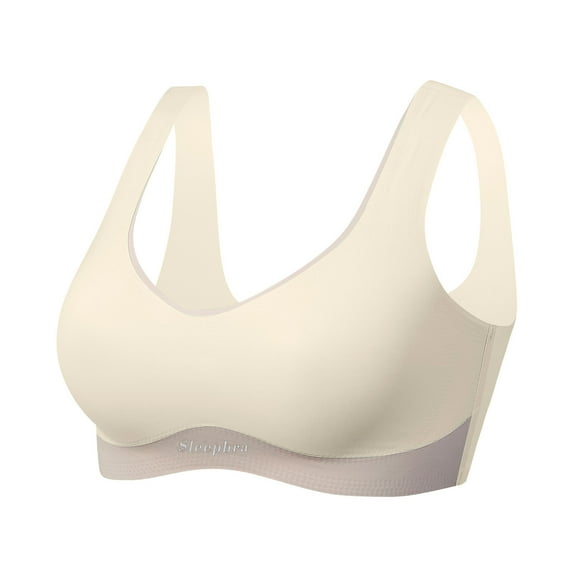 Sngxgn Womens Adjustable Strap Sports Bra Wireless Padded Bra Yoga Workout Crop Top(Beige,XL)
