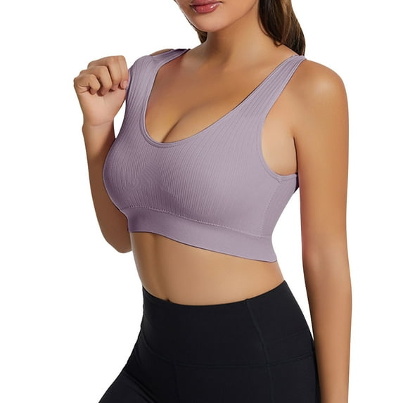 Sngxgn Womens Adjustable Strap Sports Bra Wireless Padded Bra Yoga Workout Crop Top(Grey,XL)