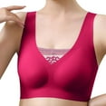 thumbnail image 1 of Sngxgn Womens Adjustable Strap Sports Bra Wireless Padded Bra Yoga Workout Crop Top(Red,L), 1 of 4