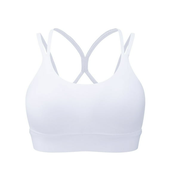 Sngxgn Womens Adjustable Strap Sports Bra Wireless Padded Bra Yoga Workout Crop Top(White,M)