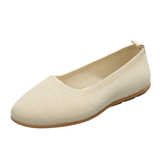 Sngxgn Womens Ballet Flats Comfort Slip On Walk Work Dress Shoes(Beige,37)