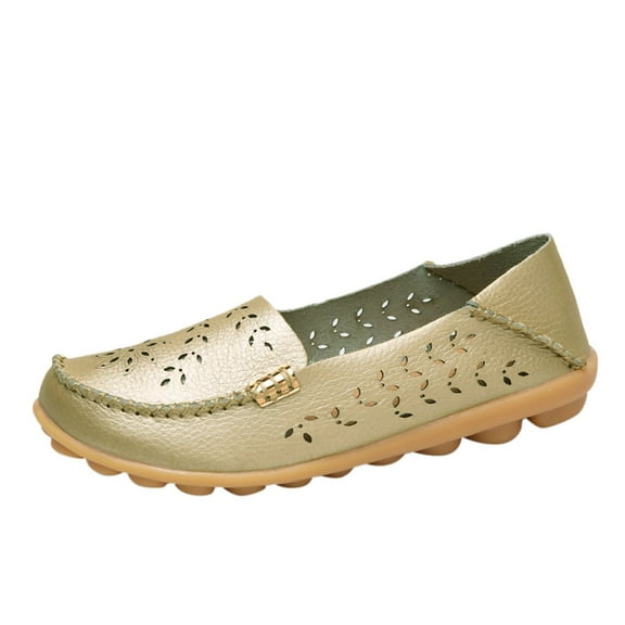 Sngxgn Womens Ballet Flats Comfort Slip On Walk Work Dress Shoes(Gold,39)