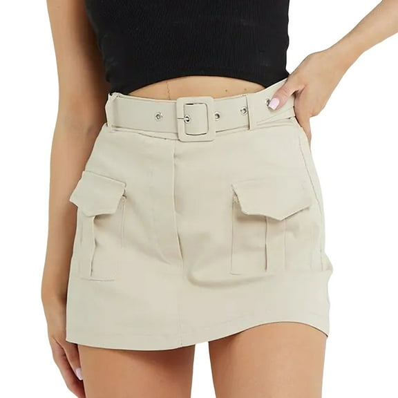 Sngxgn Womens Basic Soft Stretch Mid Midi Knee Length Flare Flowy Skirts(Beige,XXL)