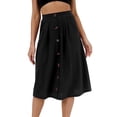 thumbnail image 1 of Sngxgn Womens Basic Soft Stretch Mid Midi Knee Length Flare Flowy Skirts(Black,XXL), 1 of 6