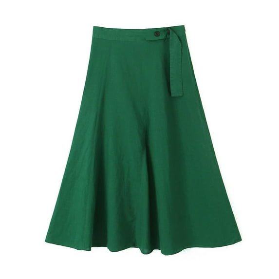 Sngxgn Women's High Waist Mini A-Line Short Skirt(Green,L)