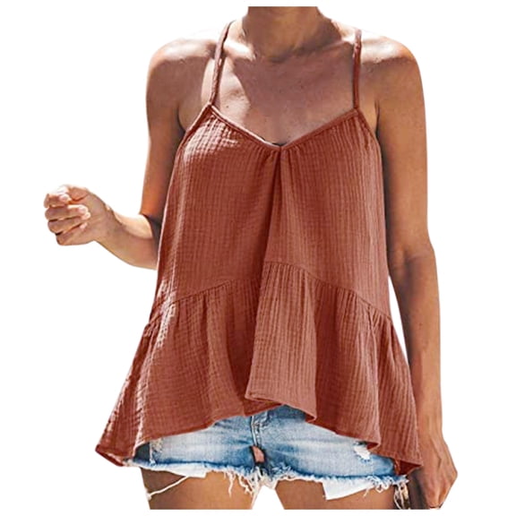 Sngxgn Women's Slim-Fit Knit V-Neck Layering Cami(Coffee,L)