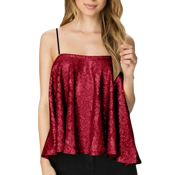 Sngxgn Womens Camisole Tank Top V Neck Back Spaghetti Strap Sleeveless Lounge Tops(Red,XXL)