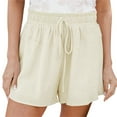 thumbnail image 1 of Sngxgn Womens Casual Comfy Shorts Summer with Pockets Wide Leg Cotton Short(Beige,M), 1 of 8