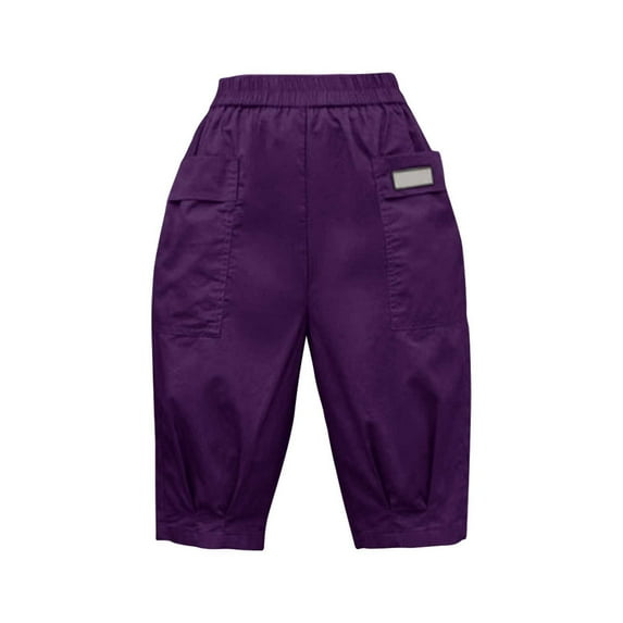 Sngxgn Womens Casual Comfy Shorts Summer with Pockets Wide Leg Cotton Short(Purple,XL)