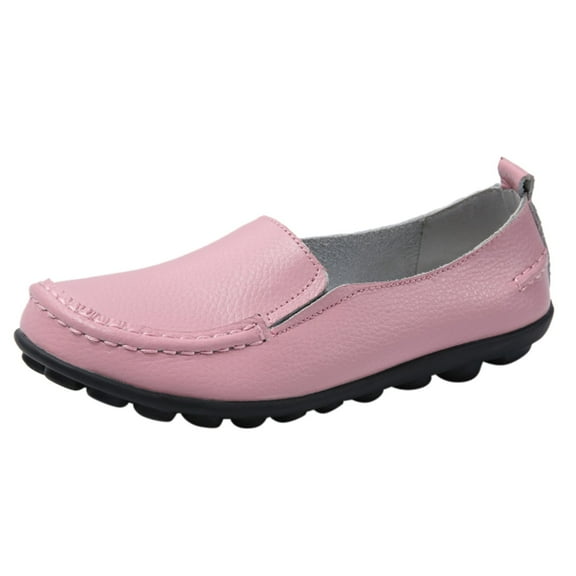 Sngxgn Womens Casual Driving Moccasins Classic Fashion Slip On Ladies Driving Loafer Flat Shoes(Pink,6.5)