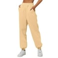 thumbnail image 1 of Sngxgn Womens Casual High Waisted Cargo Yoga Pants Pocket Flare Pants(Beige,XL), 1 of 6