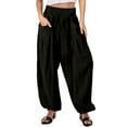 thumbnail image 1 of Sngxgn Womens Casual High Waisted Cargo Yoga Pants Pocket Flare Pants(Black,M), 1 of 9