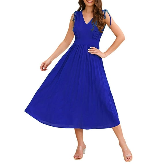 Sngxgn Womens Casual Long Dress Short/Long Sleeve Summer Loose Maxi Dresses(Blue,M)