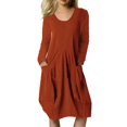 thumbnail image 1 of Sngxgn Womens Casual Long Dress Short/Long Sleeve Summer Loose Maxi Dresses(Orange,M), 1 of 5
