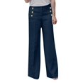 thumbnail image 1 of Sngxgn Womens Casual Pants Straight Leg Drawstring Elastic High Waist Loose Comfy Trousers with Pockets(Blue,XXXL), 1 of 5