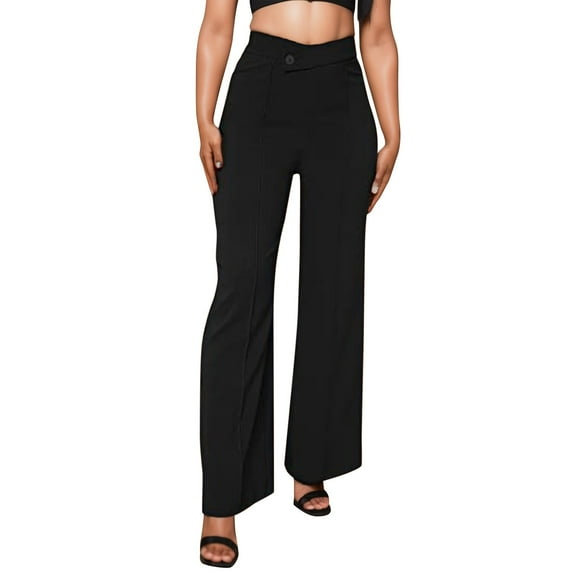 Sngxgn Womens Casual Wide Leg Yoga High Waist Capri Pants Loose Soft Pockets Sweatpants(Black,S)