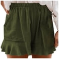 thumbnail image 1 of Sngxgn Womens Cotton Short with Pockets and Drawstring Waist(Army Green,S), 1 of 8