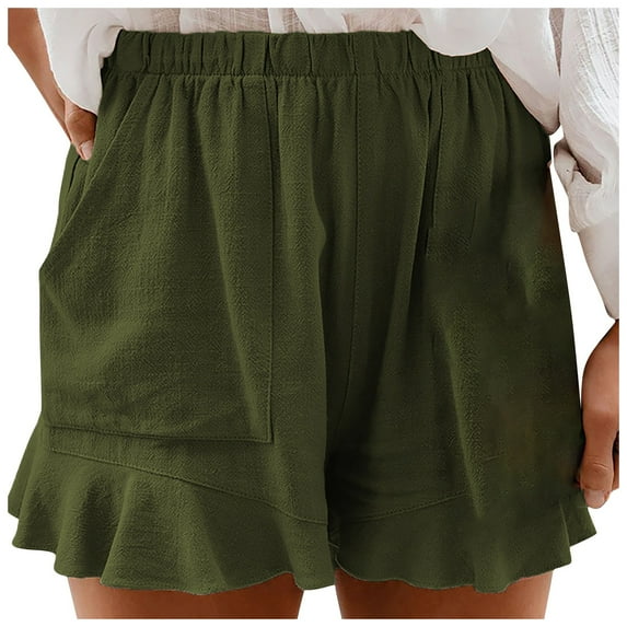 Sngxgn Womens Cotton Short with Pockets and Drawstring Waist(Army Green,S)