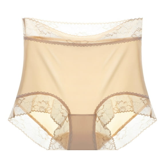 Sngxgn Womens Cotton Underwear High Waist Full Coverage Briefs Soft Breathable Panties Stretch Underpants(Khaki,One Size)