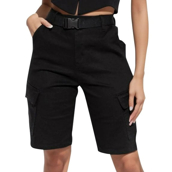 Sngxgn Womens Drawstring Shorts Summer Elastic Waist Casual Lightweight with Pockets(Black,L)
