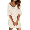 thumbnail image 1 of Sngxgn Womens Dress Long Lantern Sleeve Square Neck Tie Backless Dress Ruffle Elastic Waist A-Line Mini Dress(Beige,XL), 1 of 5
