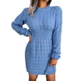 thumbnail image 1 of Sngxgn Womens Dress Long Lantern Sleeve Square Neck Tie Backless Dress Ruffle Elastic Waist A-Line Mini Dress(Blue,L), 1 of 9