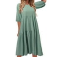 thumbnail image 1 of Sngxgn Womens Fall Spring Deep V Neck Ruffle Long Sleeve Print Mini Dress(Green,M), 1 of 4