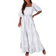 thumbnail image 1 of Sngxgn Womens Fall Spring Deep V Neck Ruffle Long Sleeve Print Mini Dress(White,S), 1 of 6