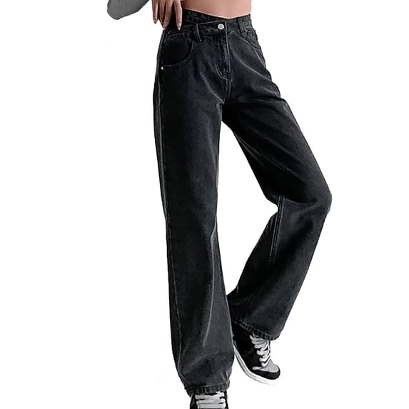 Sngxgn Womens Flare Jeans High Waisted Wide Leg Jean for Women Stretch Denim Pants(Black,XL)