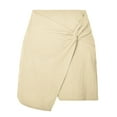 thumbnail image 1 of Sngxgn Womens High Waist Bodycon Mini Short Skirt with Slit(Beige,S), 1 of 7