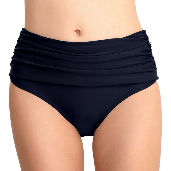 Sngxgn Womens High Waisted Bikini Bottoms Shorts Brief Panty(Navy,M)