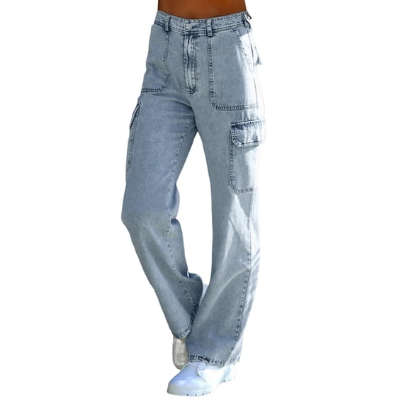 Sngxgn Womens High Waisted Jeans Flare Stretch Casual Denim Pants(Blue,XXL)
