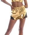 thumbnail image 1 of Sngxgn Womens High Waisted Running Shorts Workout Shorts with Liner Pockets(Gold,S), 1 of 5
