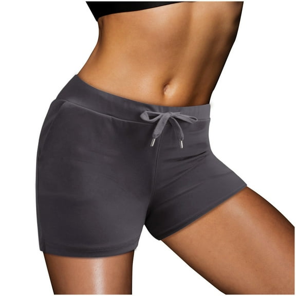 Sngxgn Womens High Waisted Running Shorts Workout Shorts with Liner Pockets(Grey,L)