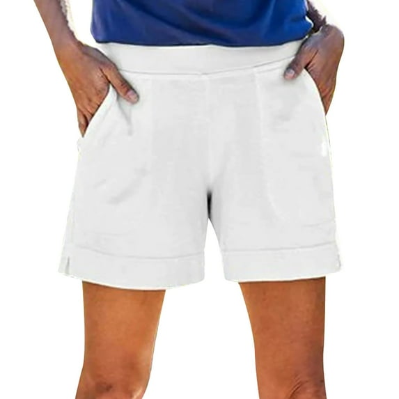 Sngxgn Womens High Waisted Running Shorts Workout Shorts with Liner Pockets(White,XXXL)