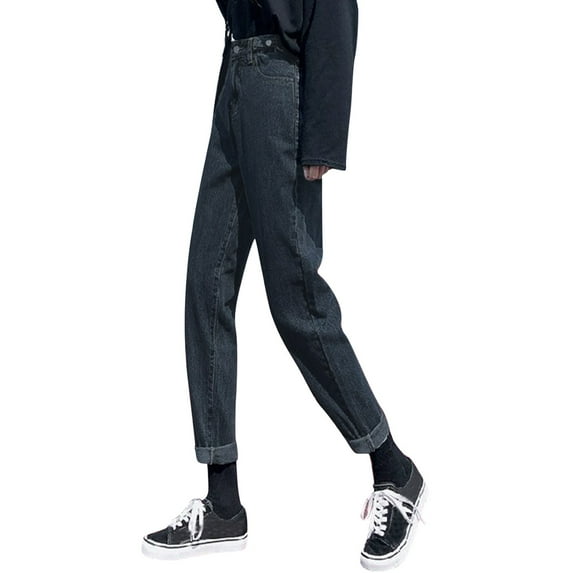 Sngxgn Womens Jeans Mid Waisted Straight Leg Loose Stretchy Lightweight Tummy Control Trendy Jeans for Women(GY2,XL)