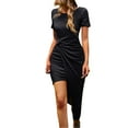 thumbnail image 1 of Sngxgn Womens Knit Dress Square Neck Long Sleeve Knee Length Dresses(Black,XL), 1 of 4