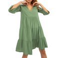 thumbnail image 1 of Sngxgn Womens Knit Dress Square Neck Long Sleeve Knee Length Dresses(Green,S), 1 of 5