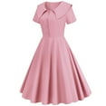 thumbnail image 1 of Sngxgn Womens Knit Dress Square Neck Long Sleeve Knee Length Dresses(Pink,M), 1 of 6