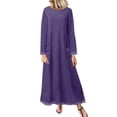 thumbnail image 1 of Sngxgn Womens Knit Dress Square Neck Long Sleeve Knee Length Dresses(Purple,L), 1 of 4