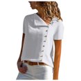 thumbnail image 1 of Sngxgn Womens Lace Short Sleeve V Neck T Shirts Summer Casual Tops Loose Fit Tees Blouses(White,M), 1 of 7