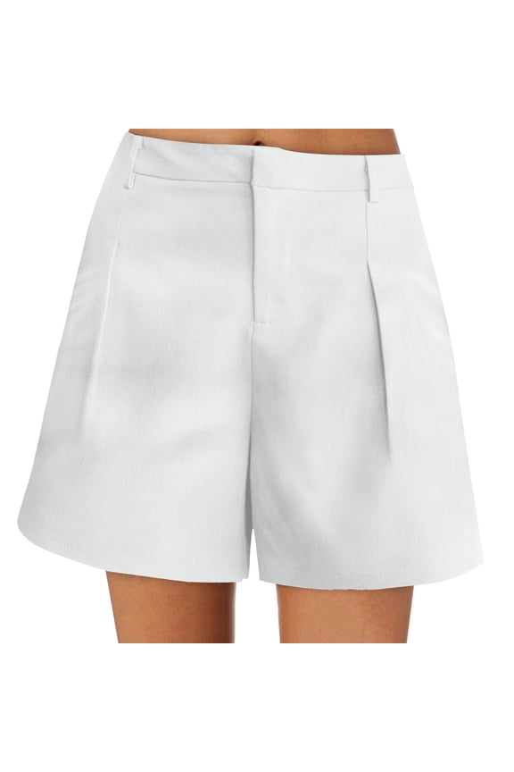 Womens Lightweight Shorts Casual Baggy Trendy Short Pants Elastic Waist Drawstring Comfy Shorts(White,L)