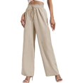 thumbnail image 1 of Sngxgn Womens Loose Fit Casual Pants Elastic Waist Trousers Pants with Pockets(Beige,XXL), 1 of 7