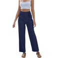 thumbnail image 1 of Sngxgn Womens Mid-Rise Stretch Pants Casual Work Pants(Navy,L), 1 of 7