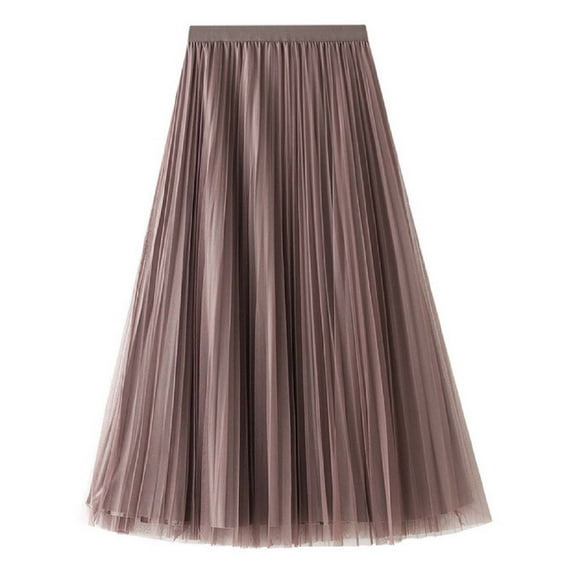 Sngxgn Womens Midi Skirt High Waisted Solid Dress Elegant Skirts(Khaki,One Size)