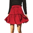 thumbnail image 1 of Sngxgn Womens Mini Skirts High Waisted Lace up Pleated Skort Skirts(Red,L), 1 of 7