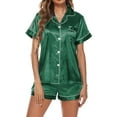 thumbnail image 1 of Sngxgn Womens Pajama Sets Long Sleeve Top and Shorts Matching Lounge Set Loungewear Sweatsuit with Pockets(Green,L), 1 of 5
