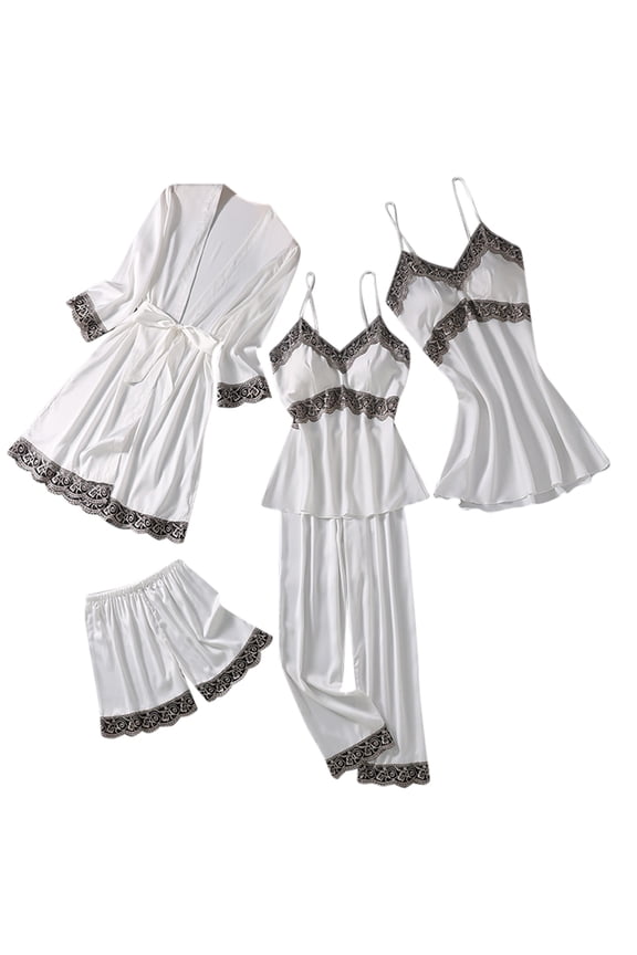 Womens Pajamas Loungewear Sleepwear Button-up Pj Set(White,L)