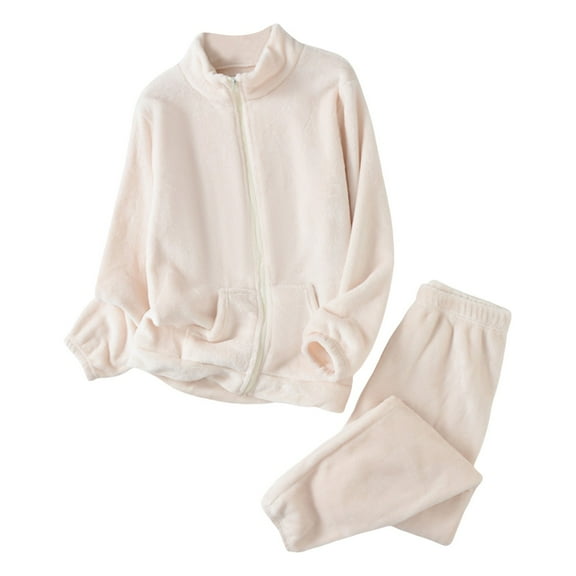 Sngxgn Womens Pajamas Set Soft Pants Loose Sleepwear Loungewear Set(Beige,M)